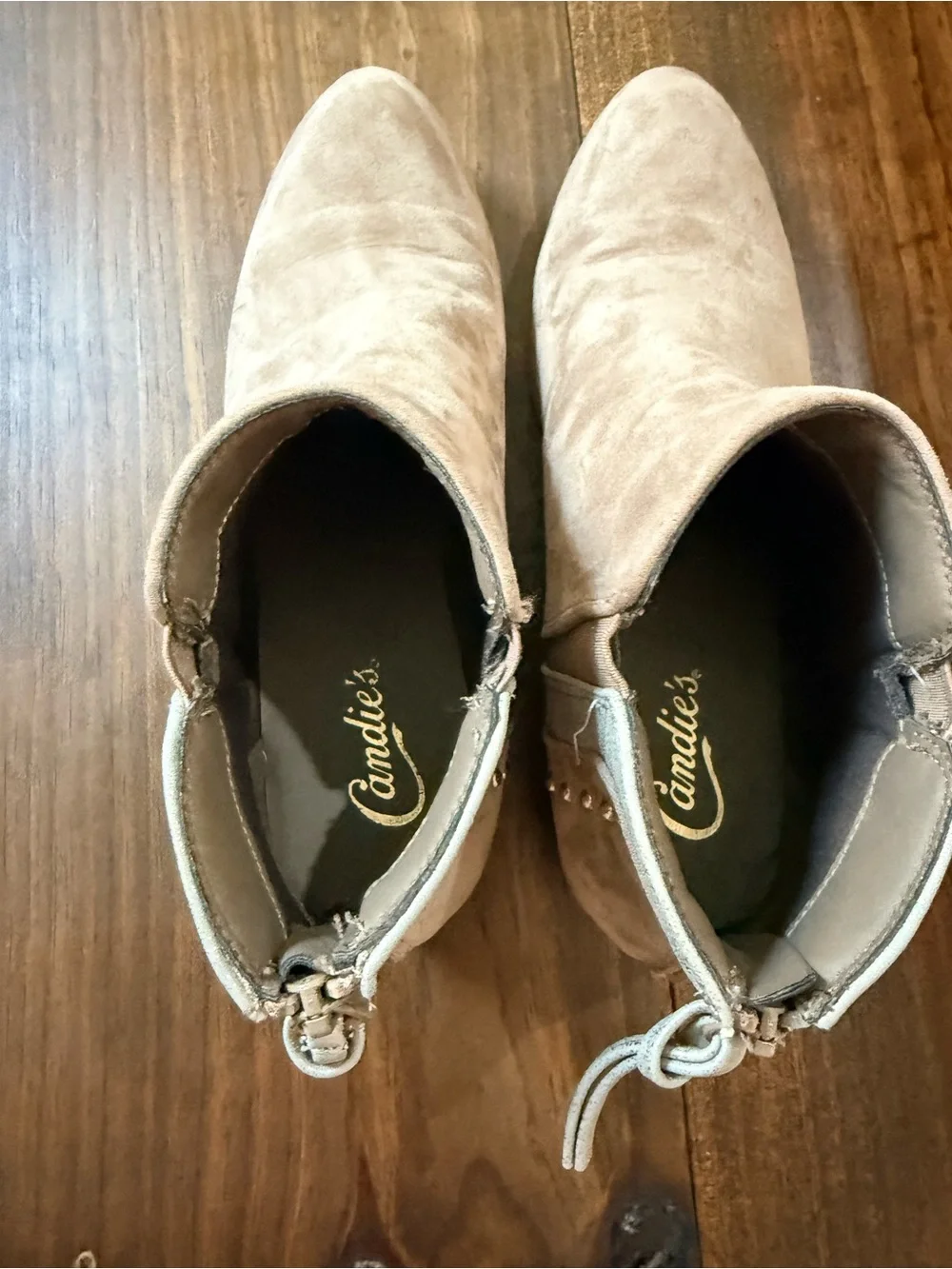 Candie's Beige Suede Ankle Booties